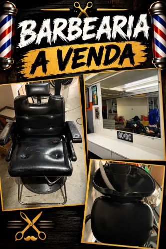 Barbearia - Cadeira, painel e lavatório
