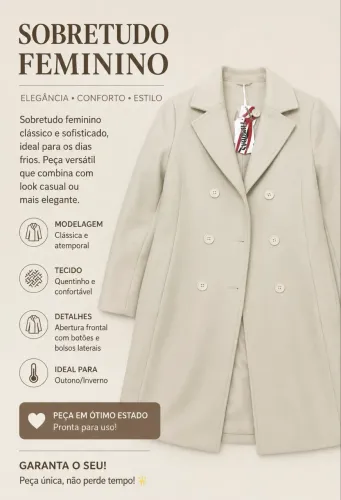     Sobretudo Feminino Premium - Elegância para o Inverno