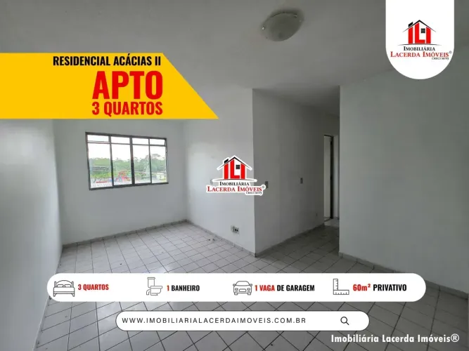 Apartamento no Condomínio Residencial Acácias II com 3 quartos, 66m² privativo