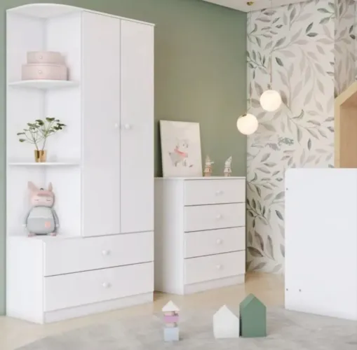 Quarto de Bebê Guarda-Roupa + Cômoda