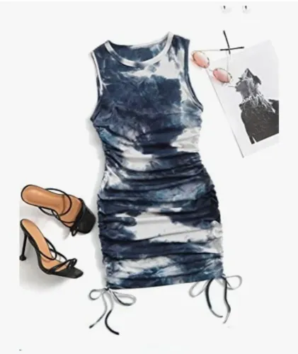GORGLITTER Vestido feminino importado tie dye malha canelada. Moda shein promoção