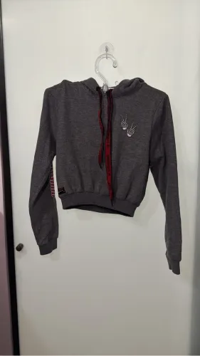 Moletom Cinza com Capuz Feminino Tam. P - Ótimo Estado