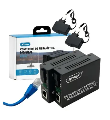 Par Conversor Mídia Fibra Óptica A+b Gigabit 1000 Mbps Rj45