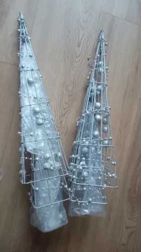 KIT COM 6 ARVORES DE NATAL METAL PRATA