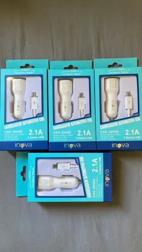 4 CARREGADORES AUTOMOTIVOS USB INOVA