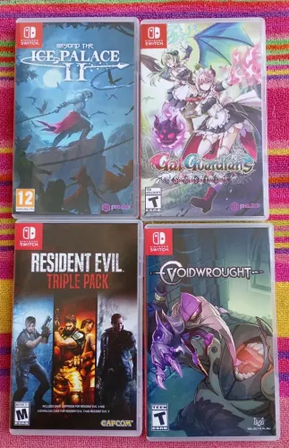 Pacote Jogos Switch: Beyond the Ice Palace 2, RE 4, Voidwrought e Gal Guardians 2