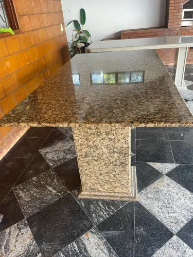 mesa de granito de 2,00 m x 1,10 m (tampo retangular grande, ideal para 6 a 8 lugares