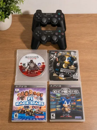 ? KIT PS3 - 2 CONTROLES + 4 JOGOS ORIGINAIS