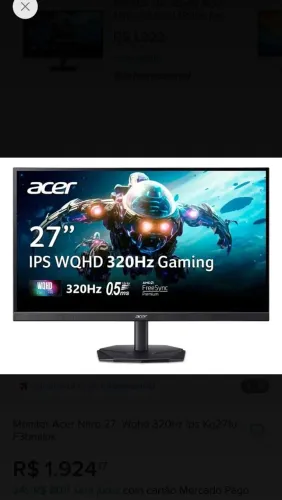 Monitor gamer Acer 320hz wqhd