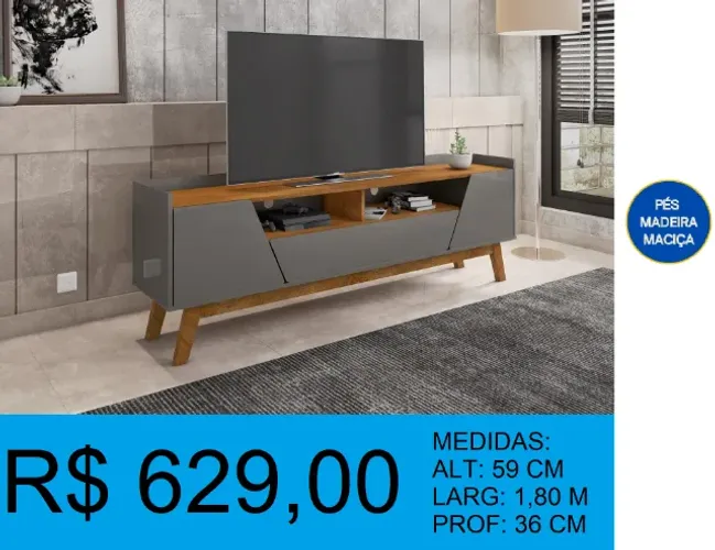 Rack para tv de ate 75 pol - Entrega e montagem gratis