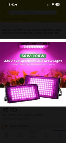 Espectro Luz Led de Crescimento de Plantas 50w