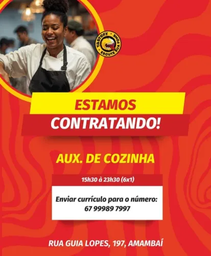 Vaga para Auxiliar de Cozinha