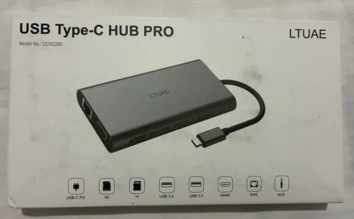 Hub USB Tipo-C Pro 8 em 1 (HDMI, USB 3.0, RJ45, Cartão SD/TF)