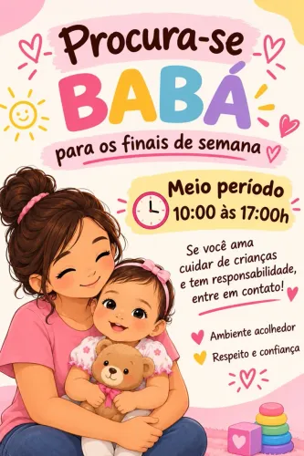 Procuro babá pra finais de semana