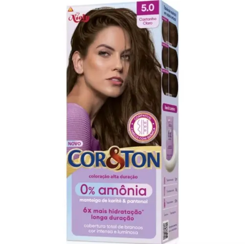 Tinta castanho claro cor e ton sem amônia