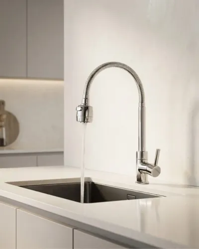 Torneira Cozinha Gourmet Parede Bico Duplo Spray Flexível 360°