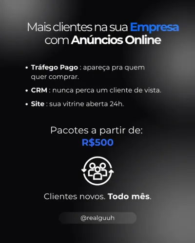 Mais clientes todo mês com anúncios online.