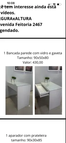 Bancada parede em Mdf