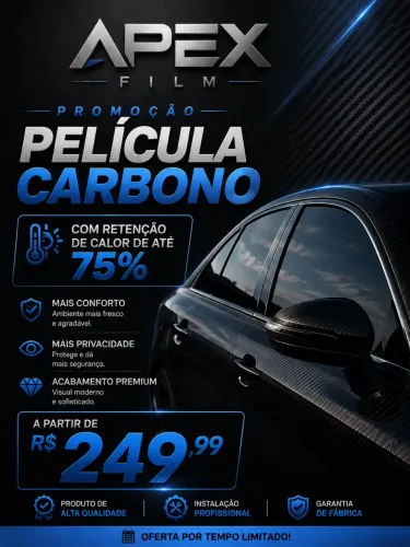 PELÍCULA CARBONO PREMIUM - RETENÇÃO TÉRMICA DE ATÉ 75%