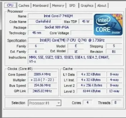 Processador Intel Core I7-740qm 2.93ghz 6mb 4 Core 8 Threads. PARA NOTEBOOK