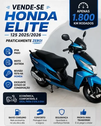 Honda Elite semi nova - Ainda com garantia de fábrica!