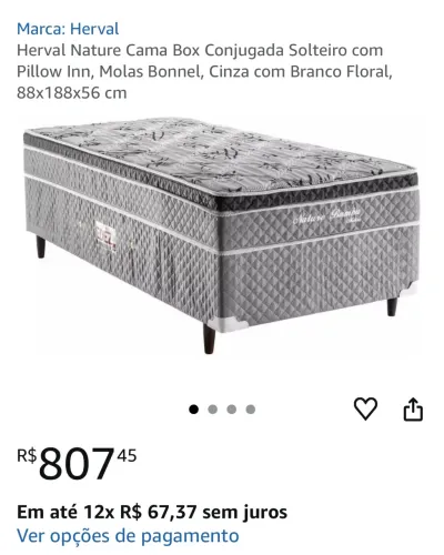 Cama box solteiro (colchão molas)