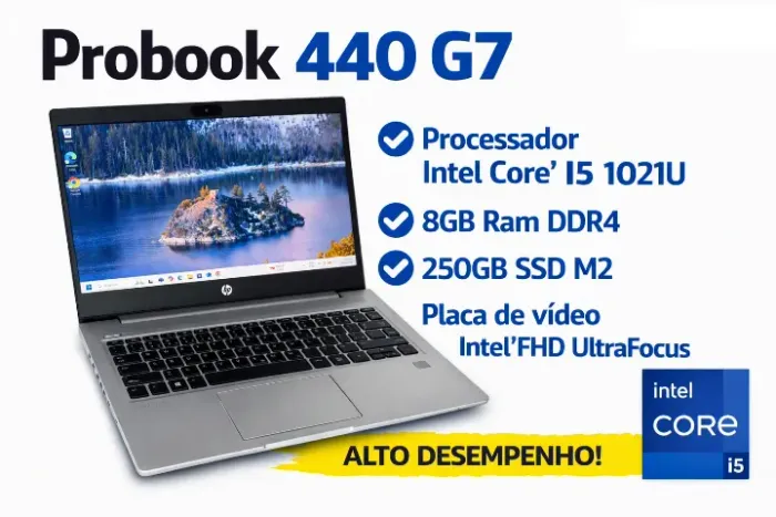 SÓ VENDA - Notebook Pro HP 440 Intel Core I5 1021U , 8GB Ram , 256Gb SSD Nvme Full HD IPS