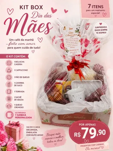 Kit Box Café da Manhã dia das Mães 