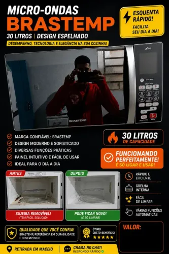 MICRO-ONDAS Brastemp 30L ESPELHADO - COMPLETO E FUNCIONANDO 100% 