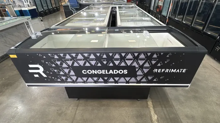 Ilha de congelados 2,00 metros vidro semi curvo nova