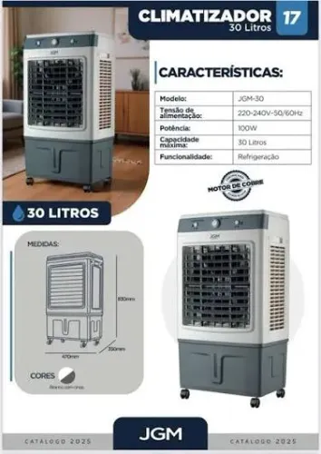 CLIMATIZADOR JGM-30 30LT 100W BCO/CINZA 220V