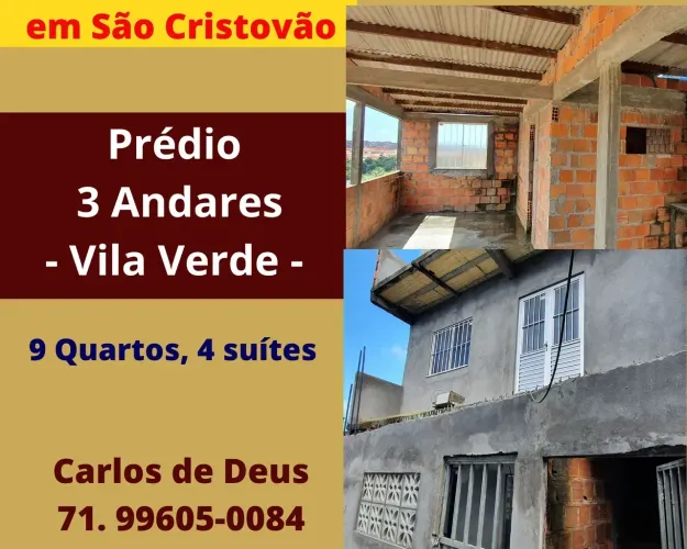 Prédio à venda com 3 andares , 9 Quartos, 4 Suítes, 225m², em Vila Verde, São Cristovão