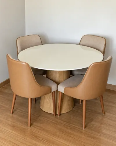 Mesa de Jantar Redonda 120cm Freijó