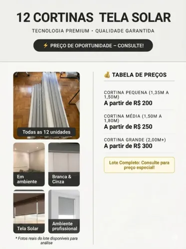 Lote de cortina de rolo Tela Solla Screen varios tamanhos