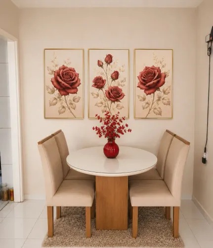 MESA TAMPO DE VIDRO 4 CADEIRAS