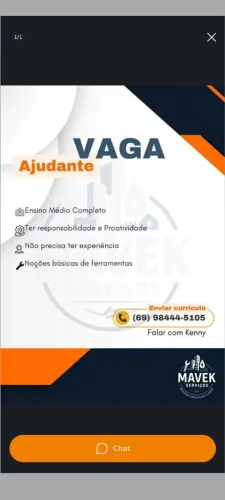 Vaga ajudante manutenção predial.
