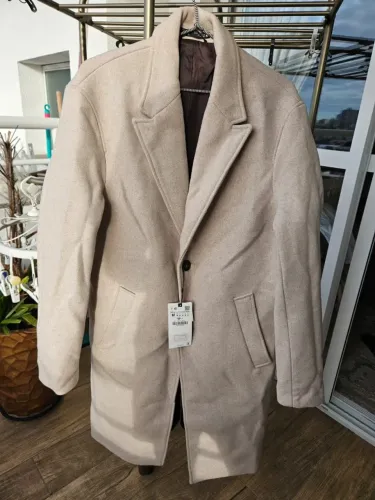 Casaco Sobretudo de lã 44% Zara masculino NOVO cor cru tamanho M