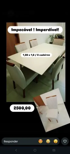 Jogo de mesa com 8 cadeuras, linho cinza claro