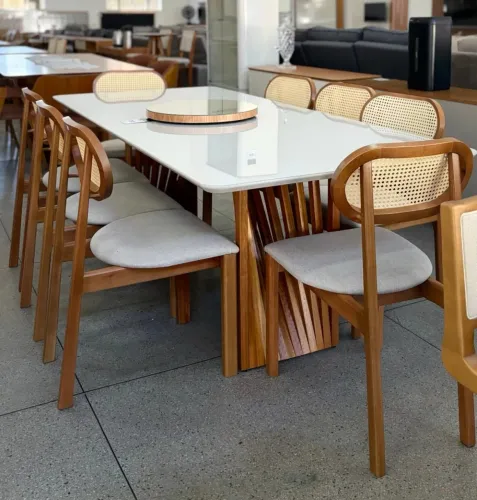 Mesa de jantar 220x110 Com 8 Cadeiras Telinha