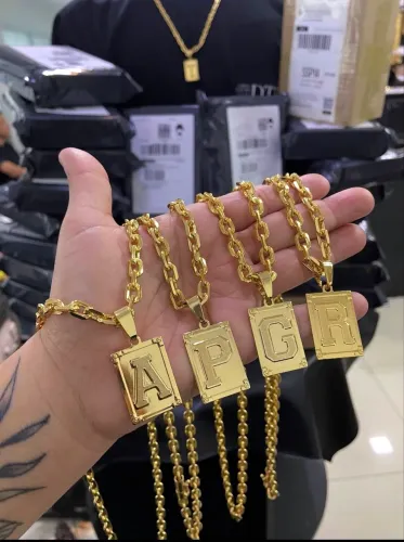 Joias banhadas a ouro 18k cordão, pulseira e pingente