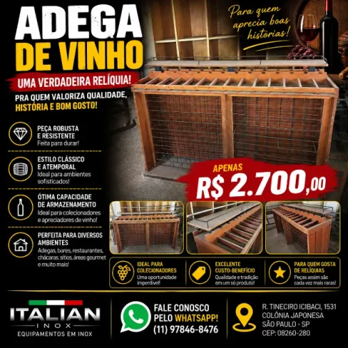 Adega de Vinho - Uma Verdadeira Relíquia por apenas R$ 2.700,00