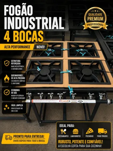 FOGÃO INDUSTRIAL 4 BOCAS