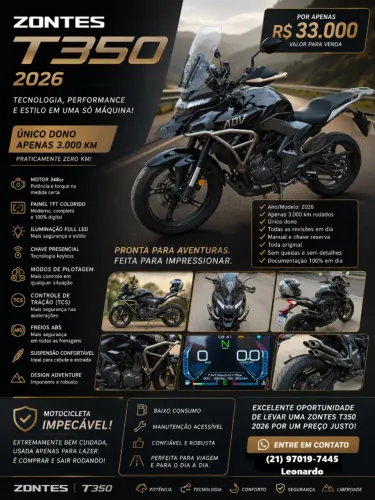 Zontes T350 - Tecnologia, Performance e Estilo em uma só máquina.