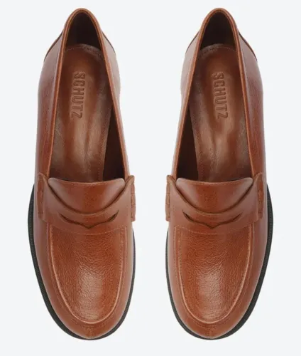 Mocassim Feminino Marrom 100% Couro- SCHUTZ