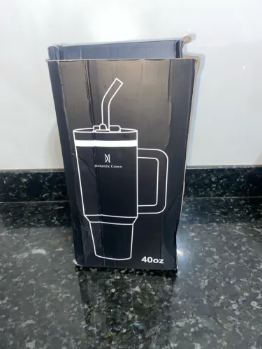 Copo Térmico Inox Portátil 1200ml Tampa e Canudo Garrafa Térmica ROMANTIC CROWN