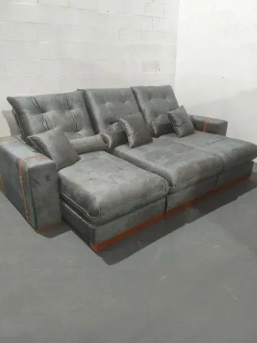 SOFÁ 2.90CM RETRÁTIL/RECLINÁVEL CINZA