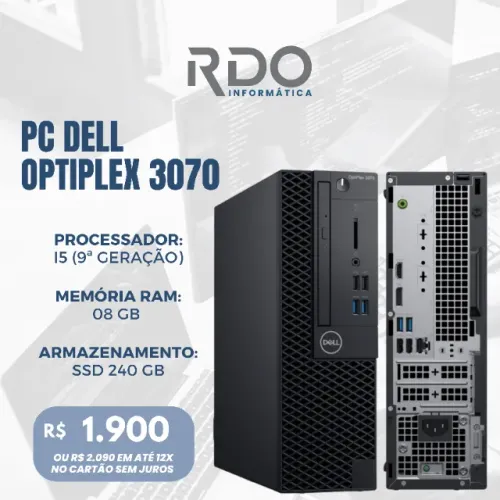 PC Dell Optiplex 3070 i5 9ª 8GB SSD 240GB - Computador Rápido e Pronto para Uso! 