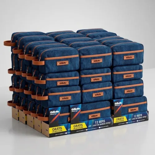 20 unidades de Kit 12 Cargas De Aparelho Para Barbear Gillette Mach3 + 1 Necessaire