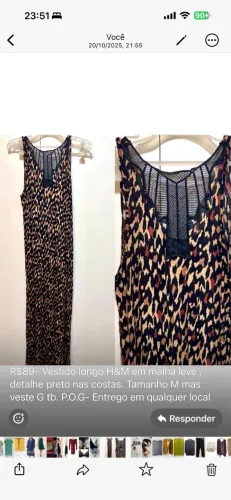 Vestido longo oncinha H&M . Veste M/G