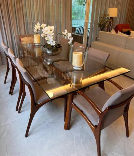 MESA DE JANTAR quadrada 8 lugares 1,10 x 2,20 - EXCELENTE ESTADO